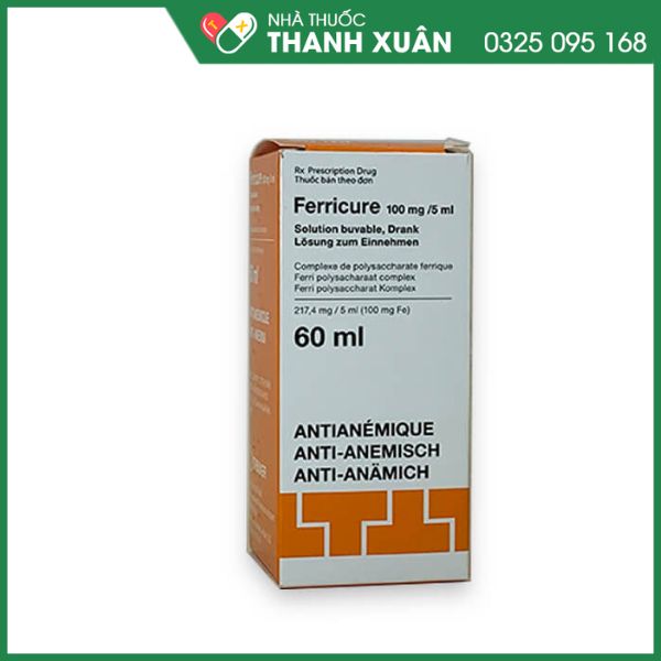 Ferricure 100mg/5ml bổ sung sắt, ngừa thiếu máu